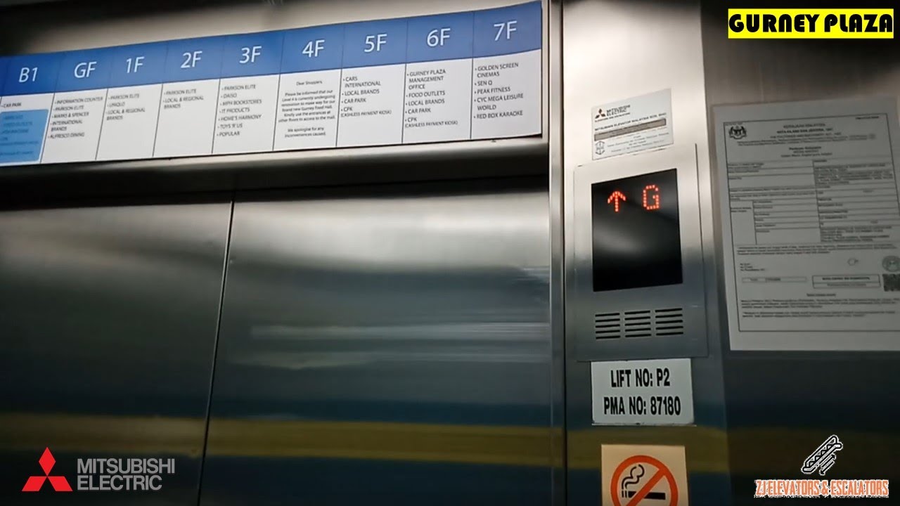 2 Mitsubishi Elevators at Gurney Plaza, Penang, Malaysia. (Near Parkson)