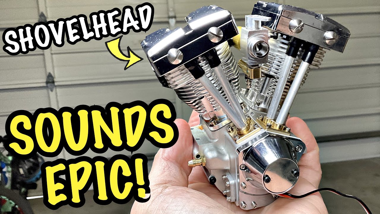 МИНИАТЮРНЫЙ ДВИГАТЕЛЬ HARLEY-DAVIDSON V-TWIN SHOVELHEAD, КОТОРЫЙ РАБОТАЕТ — ЗВУЧИТ ЭПИЧНО!