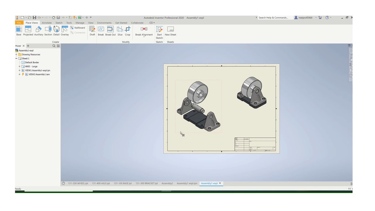Inventor - Assembly & Exploded Assembly on One Drawing Sheet