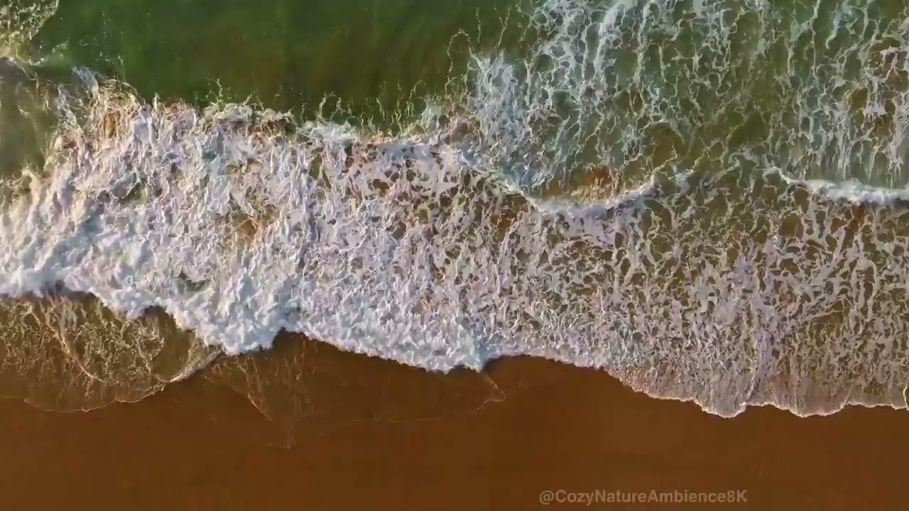 Ocean Wave Aerial view, Ambience for Relax, Stress Relief. Atlantic beach of ocean, Ambience