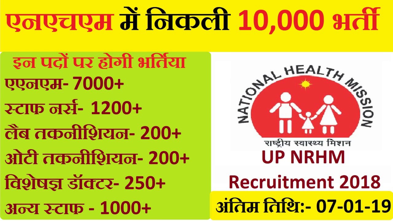NRHM UP Vacancy 2018 Staff Nurse, ANM, GNM, Pharmacist & Other 10000+ Post || Government Jobs 2019