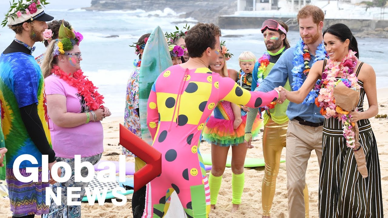 Prince Harry and Meghan attend 'Fluro Friday' session on Australia's Bondi Beach