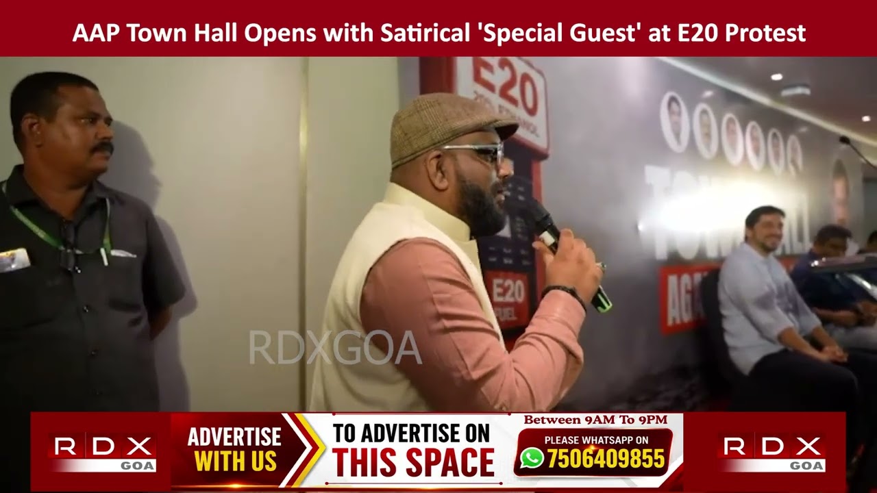 AAP Town Hall Opens with Satirical 'Special Guest' at E20 Protest