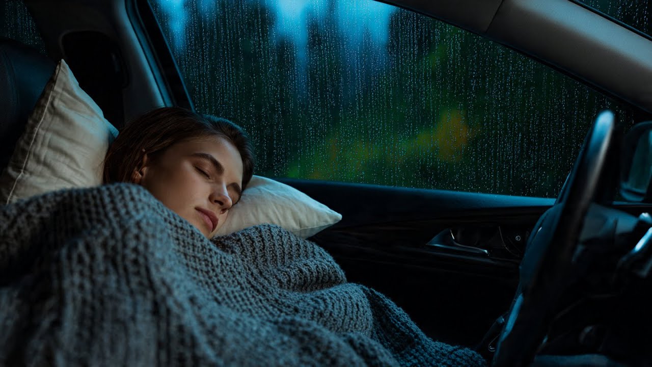 Nice Rain on a Car Roof for Deep Sleeping– Stress Relief Rain ASMR, insomnia relief
