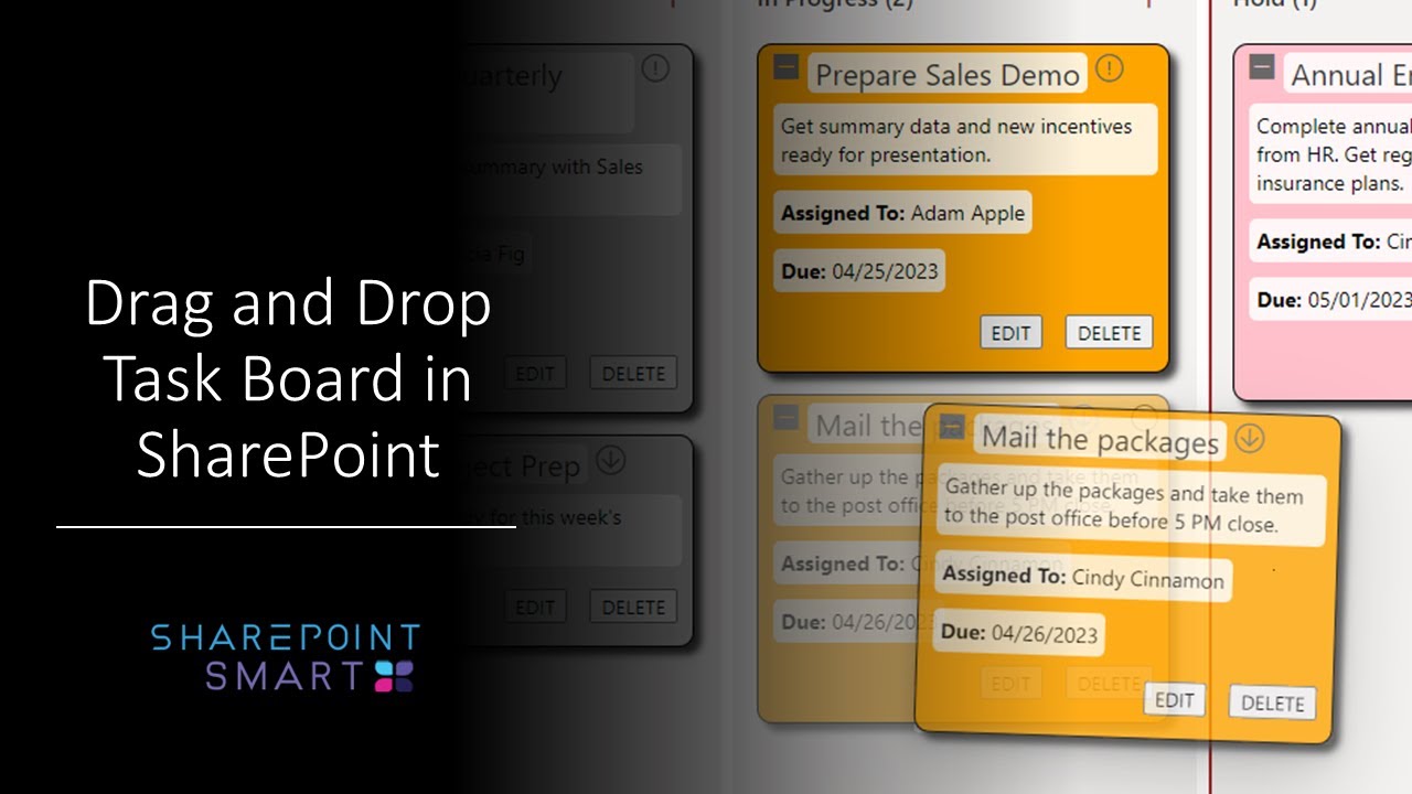 Перетаскивание доски задач в SharePoint Online. Современное представление списков Microsoft.