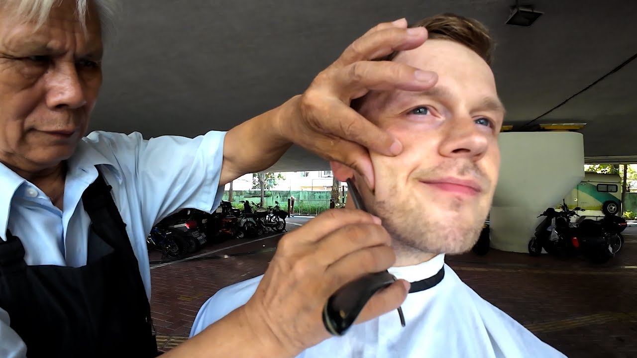 $2 ASMR Street Side Shave in China 🇨🇳 (Dull Blade😢)