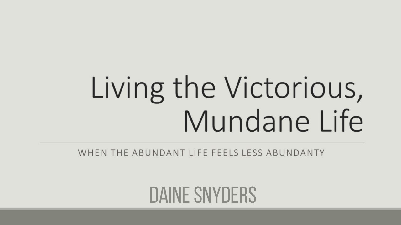 Living the Victorious, Mundane Life - Daine Snyders