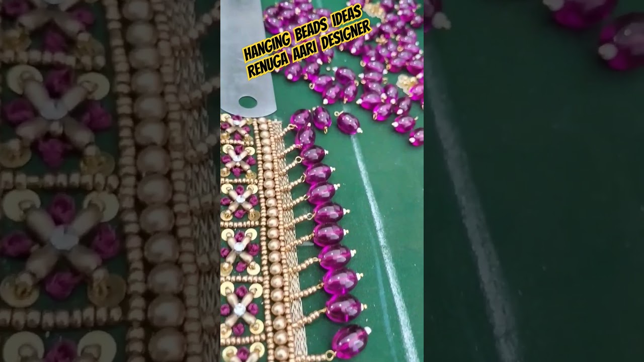 hanging beads aariwork ideas #renugaaaridesigner #aariworkforbeginners #blousedesigns #viral #shots