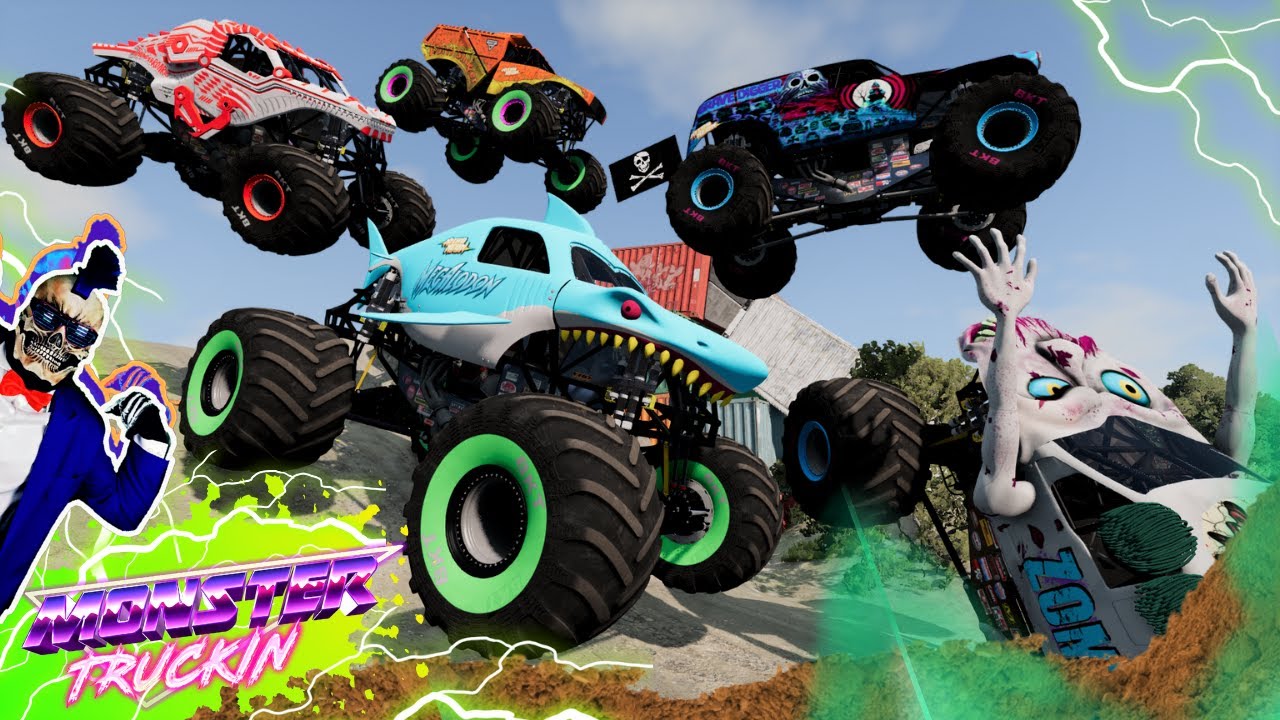 Monster Jam БЕЗУМНЫЕ гонки, фристайл и скоростные прыжки #22 | BeamNG Drive | Grave Digger