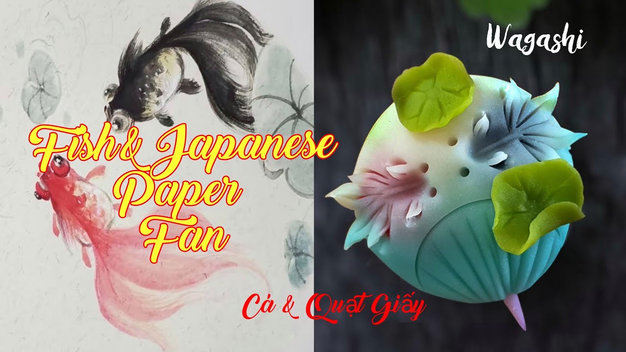 Fish with Japanese Paper Fan Nerikiri Wagashi