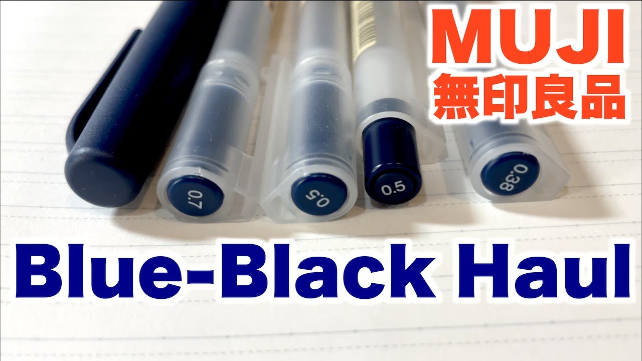 MUJI Stationery Haul! Writing A Diary With All The Blue Black Gel Pens And A Felt-tip Pen
