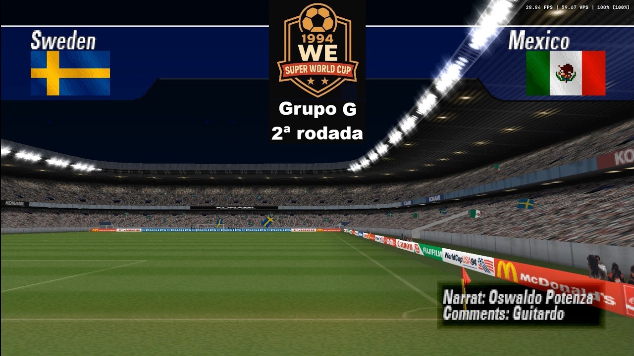 SUÉCIA X MÉXICO | SUPERCOPA DO MUNDO WE 1994 | GRUPO G | 2ª RODADA