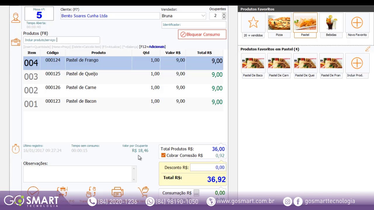Sistema GFOOD para Bares e Restaurantes - Vis&atilde;o Geral
