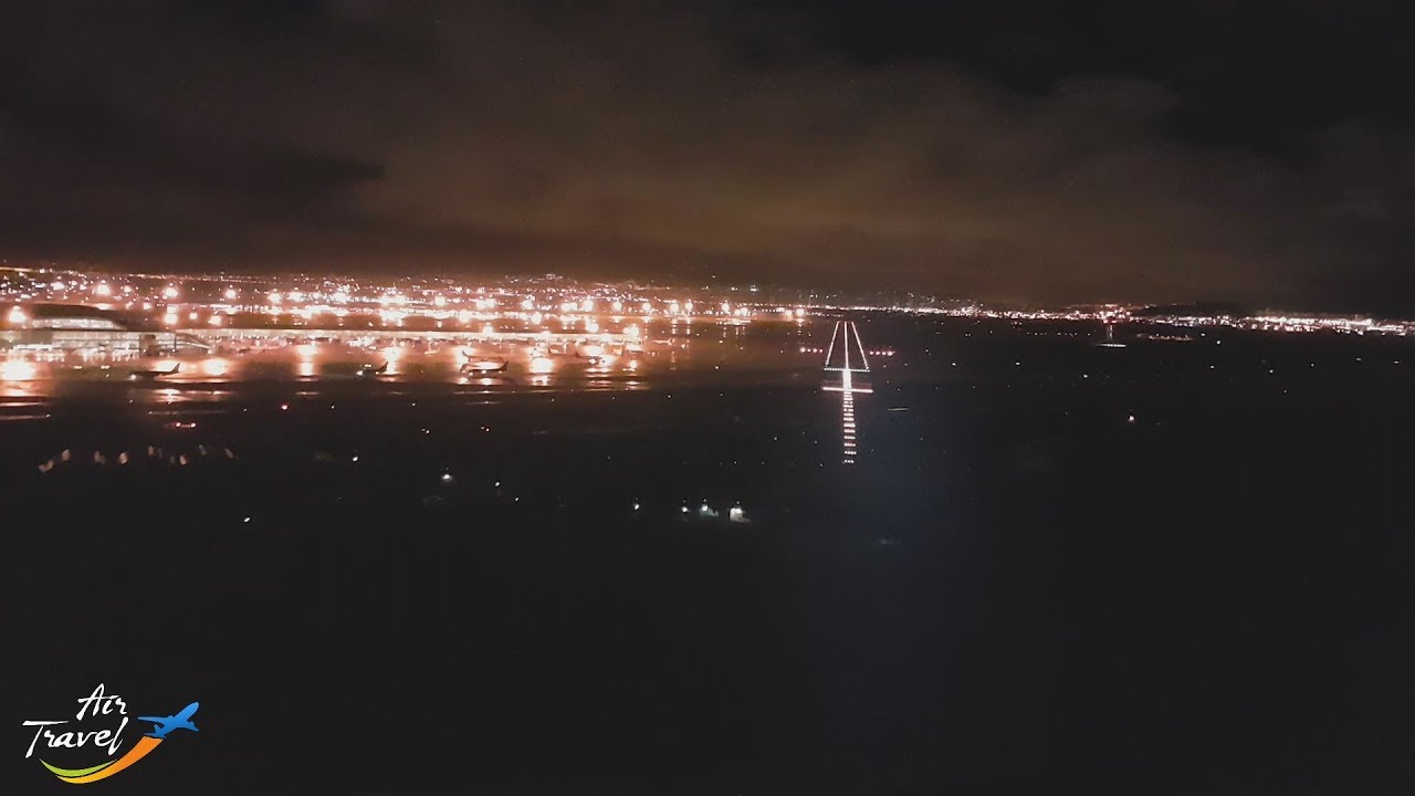 Night approach, landing & taxi at Barcelona (BCN) - cockpit ✈