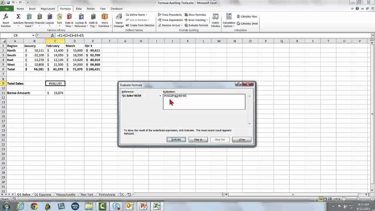 Using Excel's Formula Auditing Tools