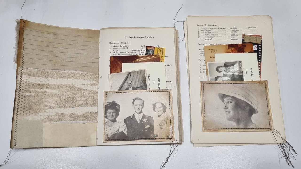 Making & filling simple book page pockets for junk journals