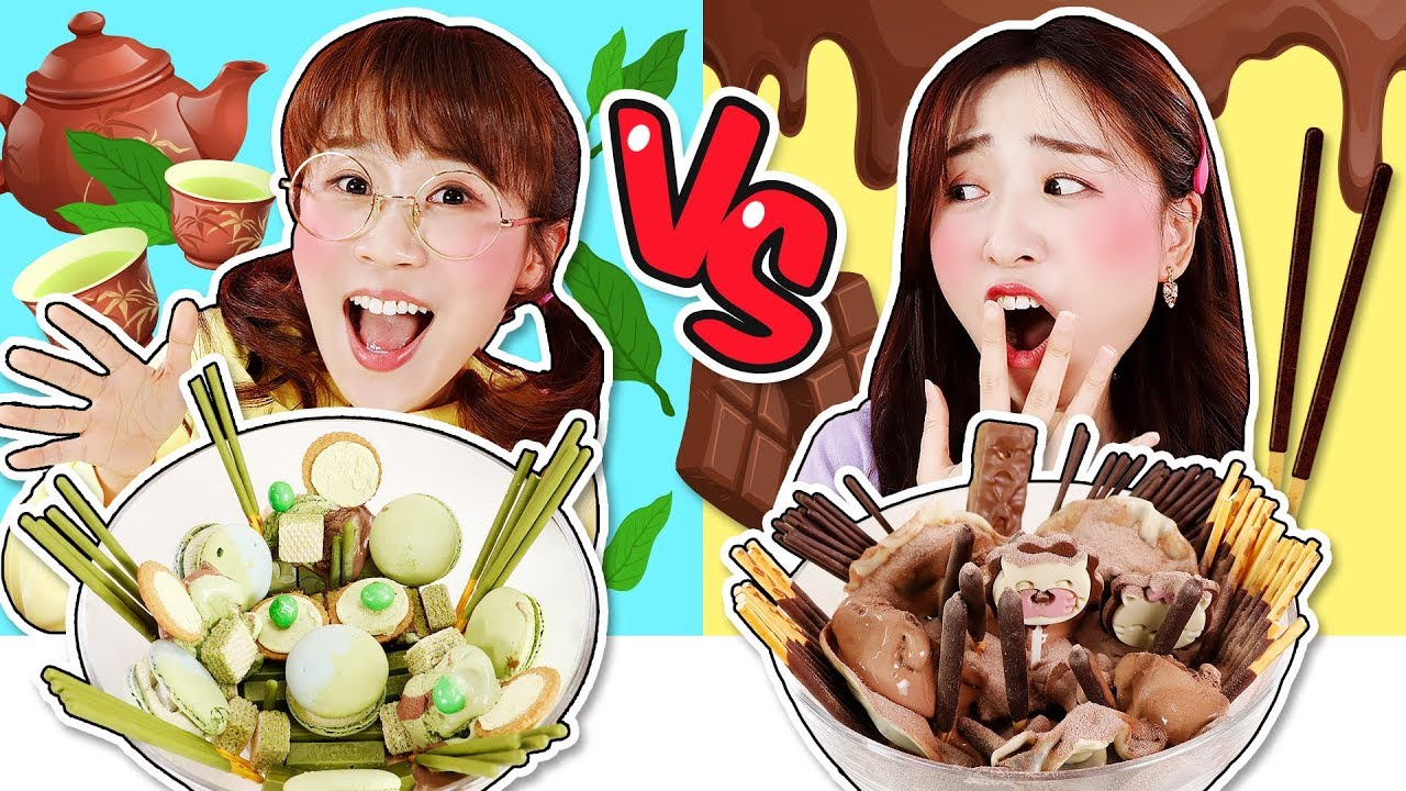 甜點食物大挑戰之到底是巧克力湯呢還是抹茶湯呢？！Food Challenge 小伶玩具 | Xiaoling toys
