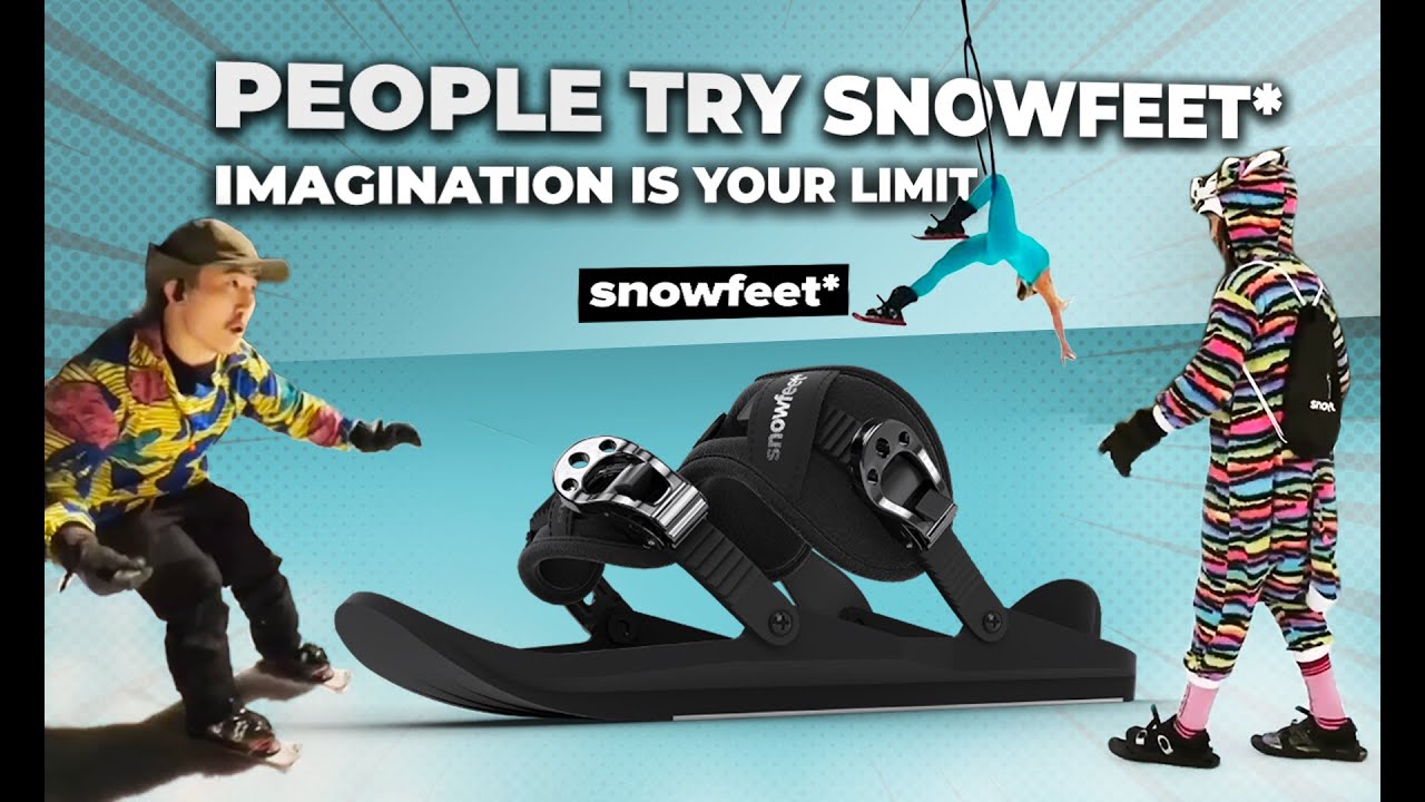 People try Snowfeet* Mini Ski Skates for Snow | New Winter Sport | Snowfeet* 2022