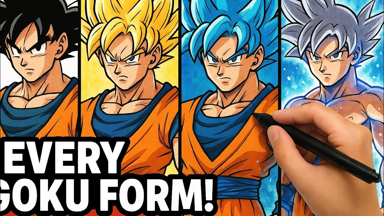 I drew every Goku transformation by hand |Dragon Ball fan art 🔥