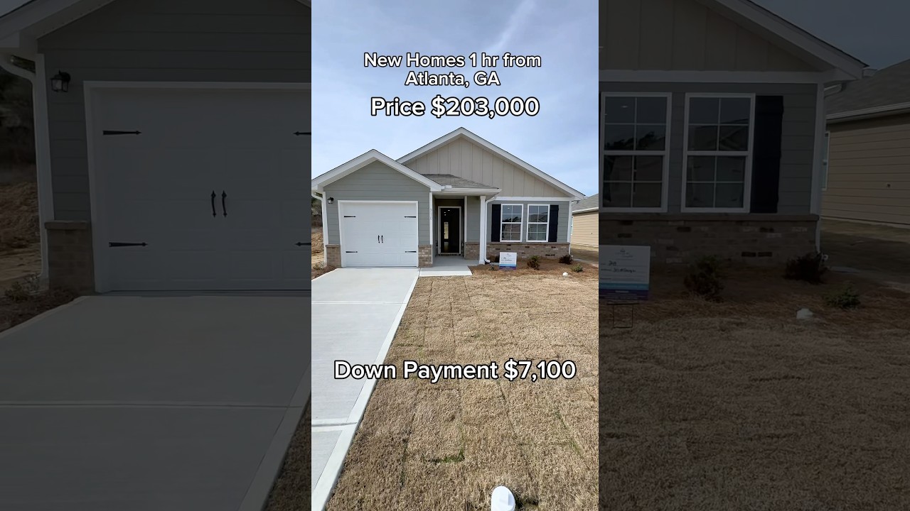 New homes 1 hour from Atlanta, GA! Price $203,000 Down Payment $7,100 Payment under $1,600/mo