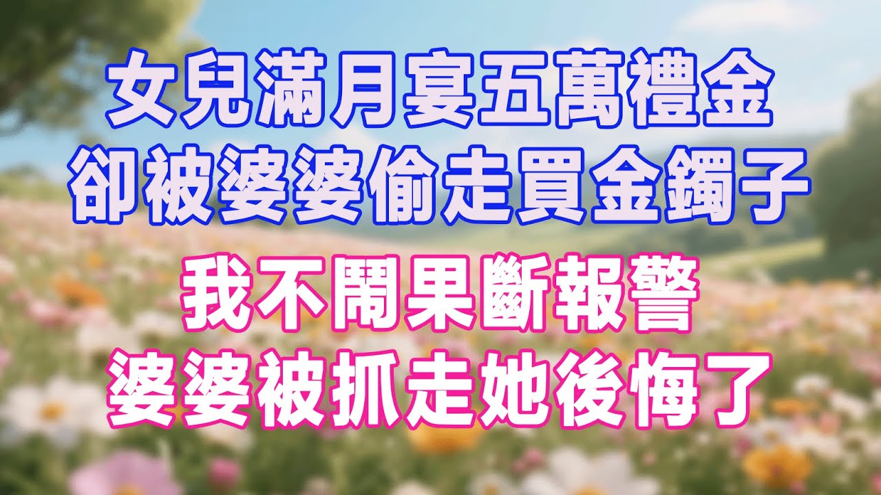 女兒滿月宴五萬禮金，卻被婆婆偷走買金鐲子，我不鬧果斷報警，婆婆被抓走她後悔了#生活经验 #情感故事 #退休生活 #子女孝顺 #老人频道 #生活哲学