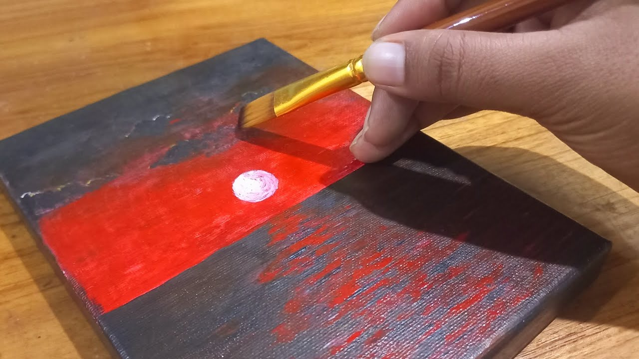 Sunset Canvas Painting for Beginners | How Draw a Sunset| Easy Canvas Painting 