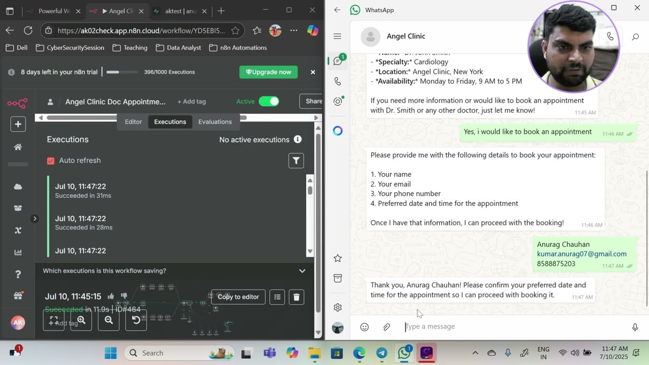 24*7 Clinic Whatsapp AI Agent Doctor's Appointment Booking flow!!