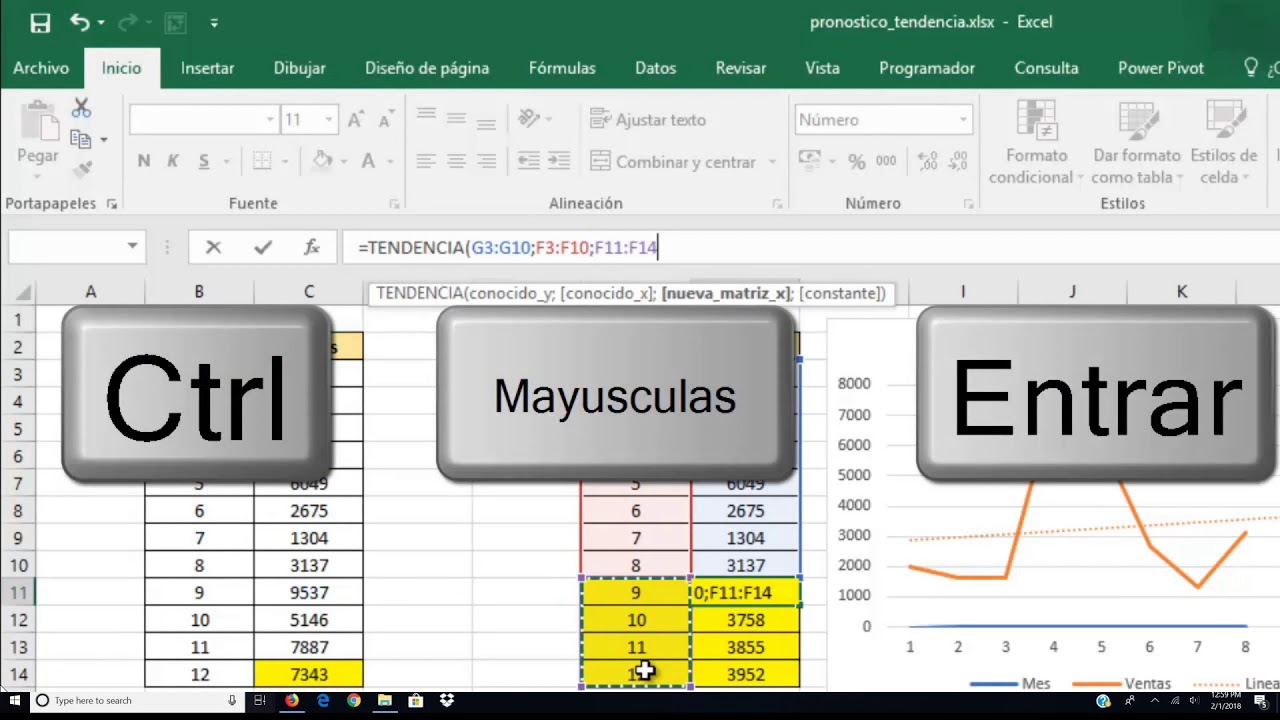 ❄️ EXCEL AVANZADO / Funci&oacute;n pronostico tendencia