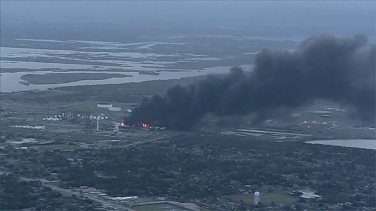 RAW VIDEO: Aerial video shows TPC Group plant in Port Neches burning hours after explosion