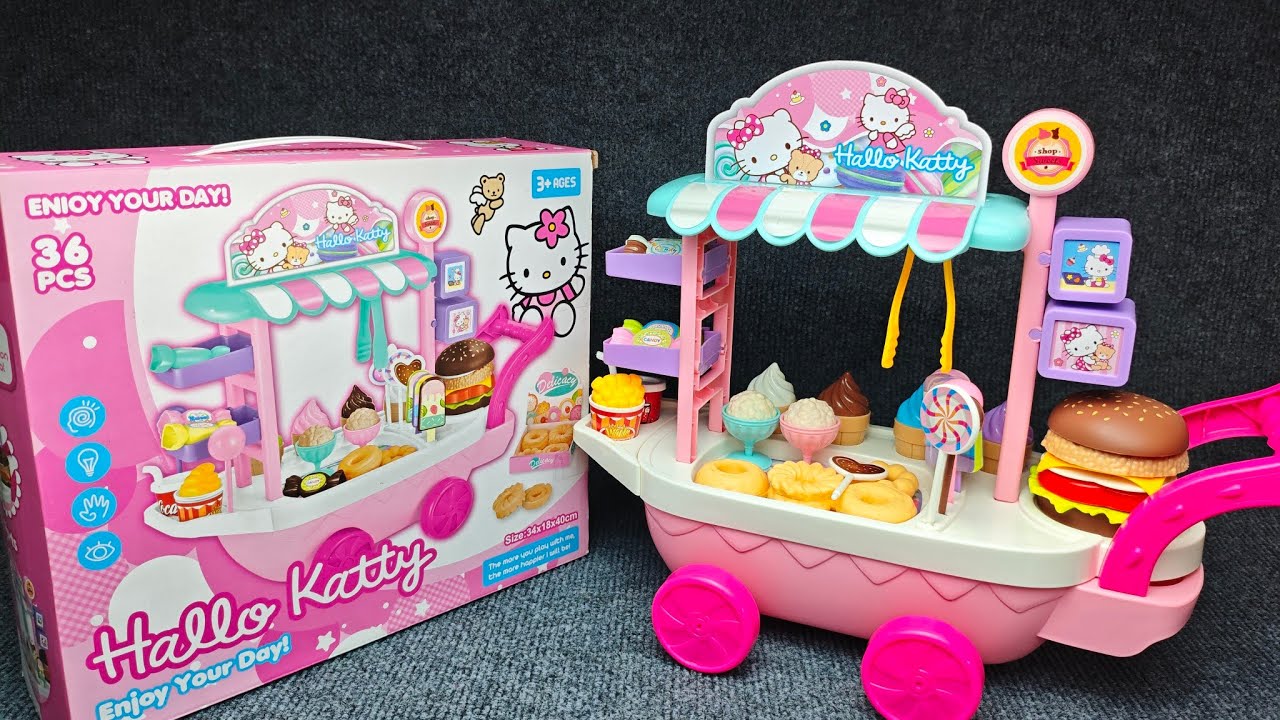12 Minutes Satisfying With Unboxing Hello Kitty Mini Ice Cream & Food Cart ASMR (No Music)