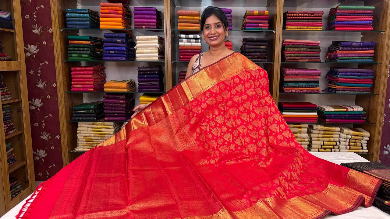 Pure Kanchipuram saree collection in Red shade