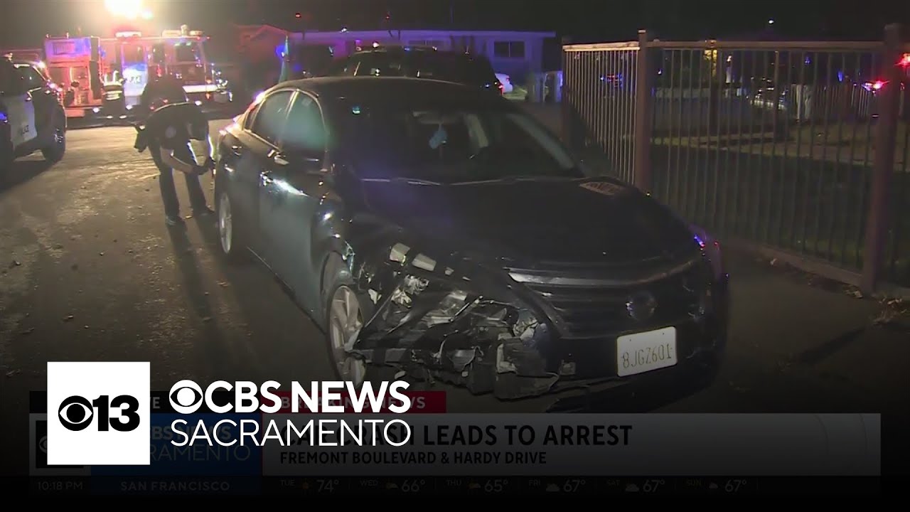 Driver arrested after crashing into fence, police car in West Sacramento