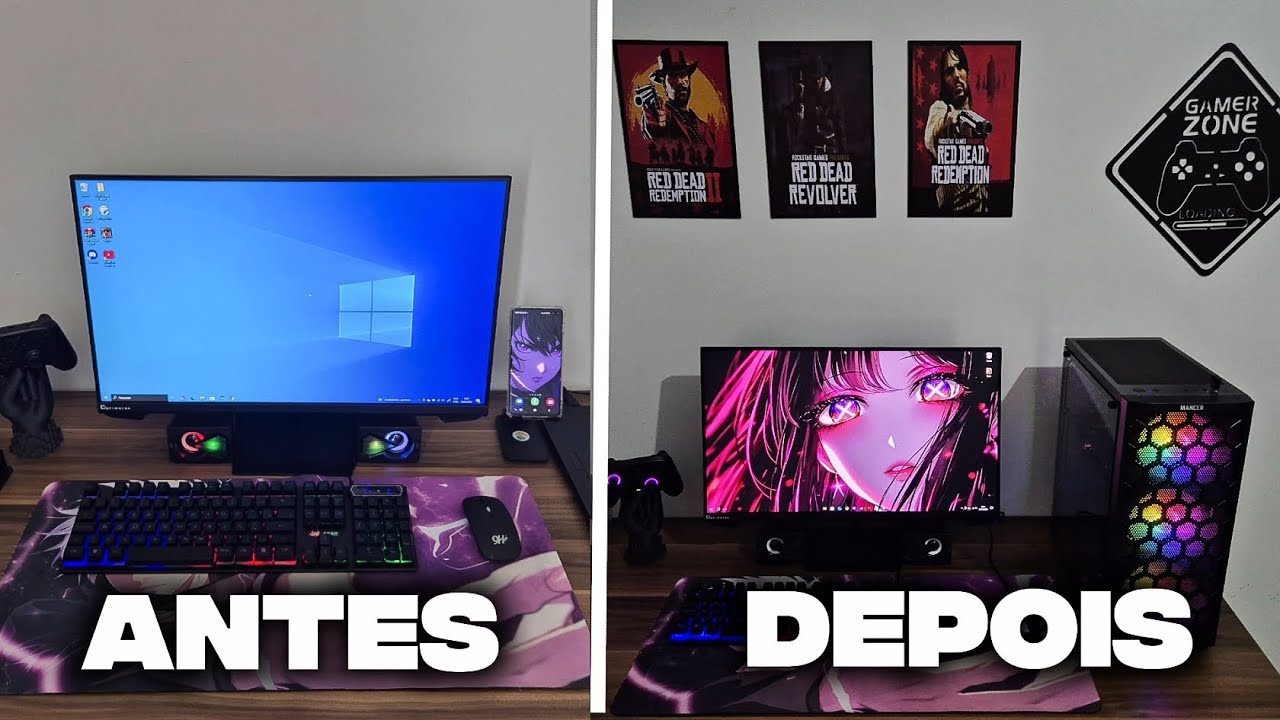 MEU PRIMEIRO SETUP GAMER  HUMILDE / ANTES E DEPOIS