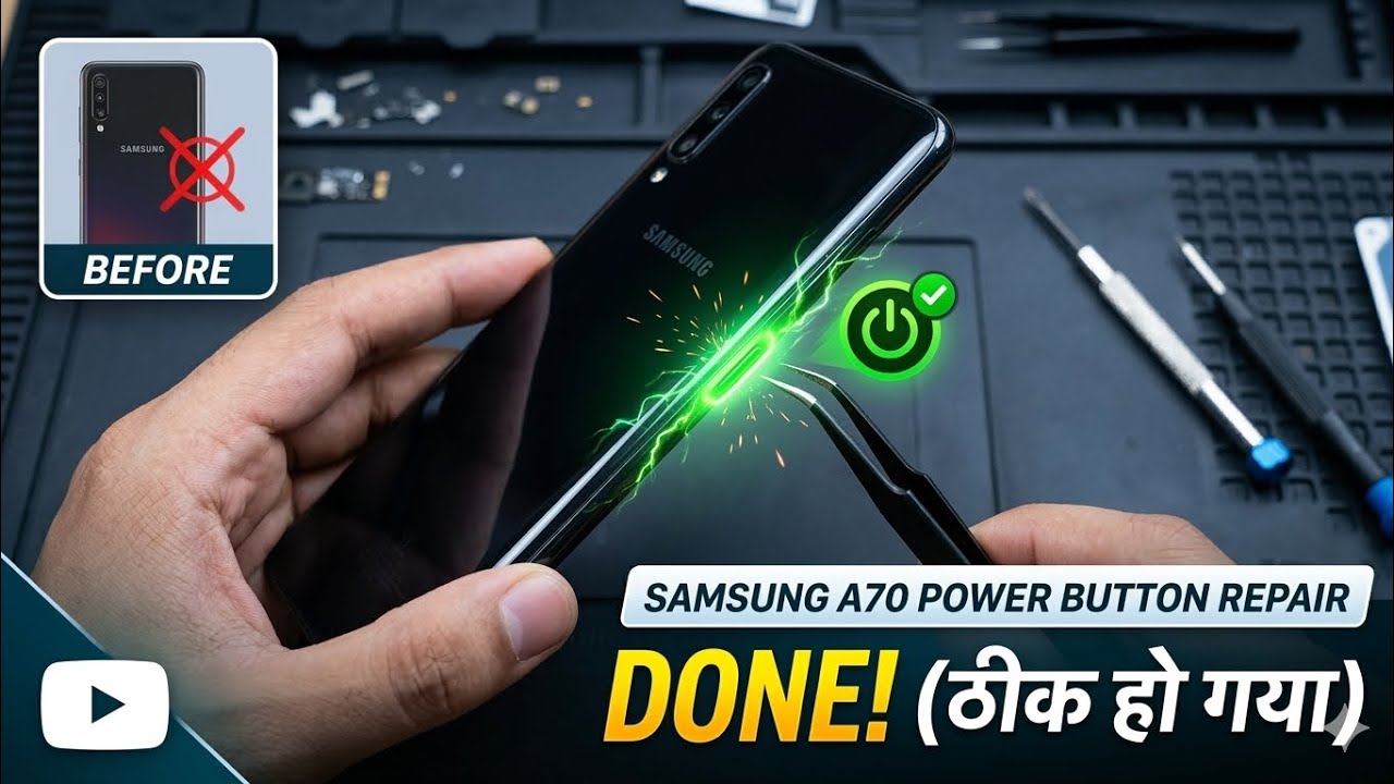 Samsung galaxy A70 powder butten problem #samsung #smartphone #samp 