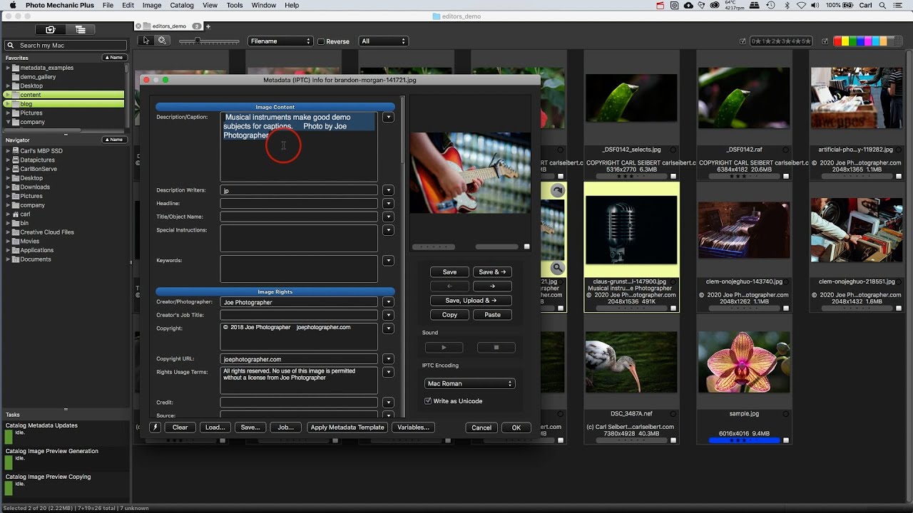 Two IPTC Metadata Editors in Photo Mechanic - When to use each one