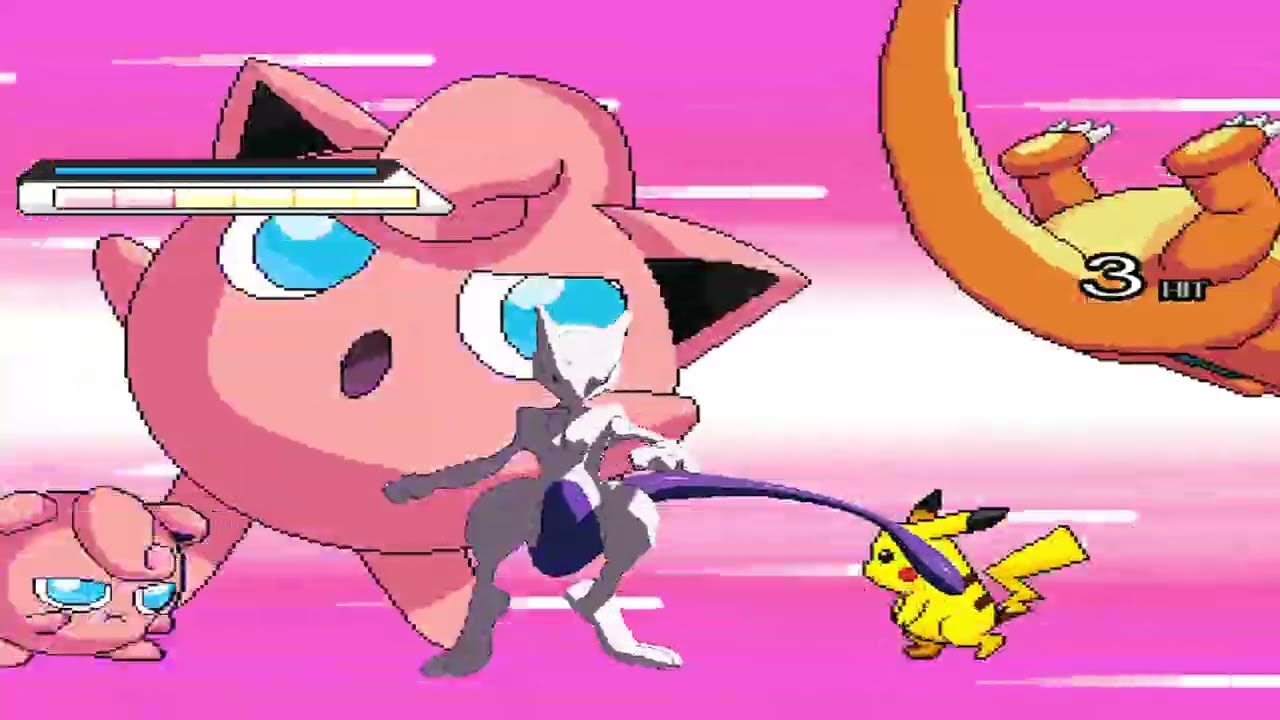 NICK54222 MUGEN: Pikachu & Charizard VS Mewtwo & Jigglypuff