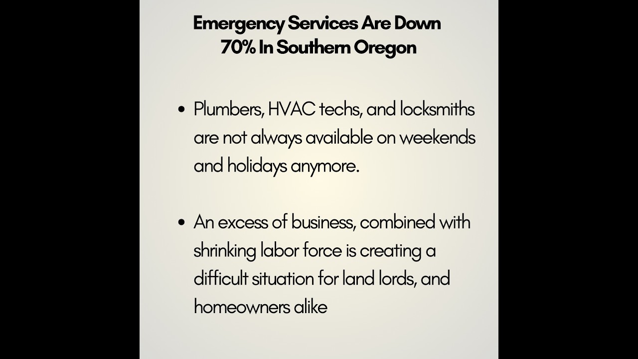 Emergency Home Services Are Down 70% in Southern Oregon