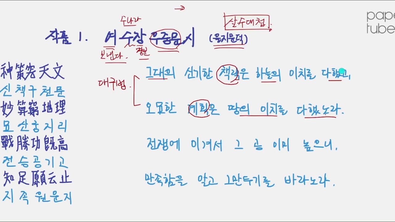 한시 여수장우중문시