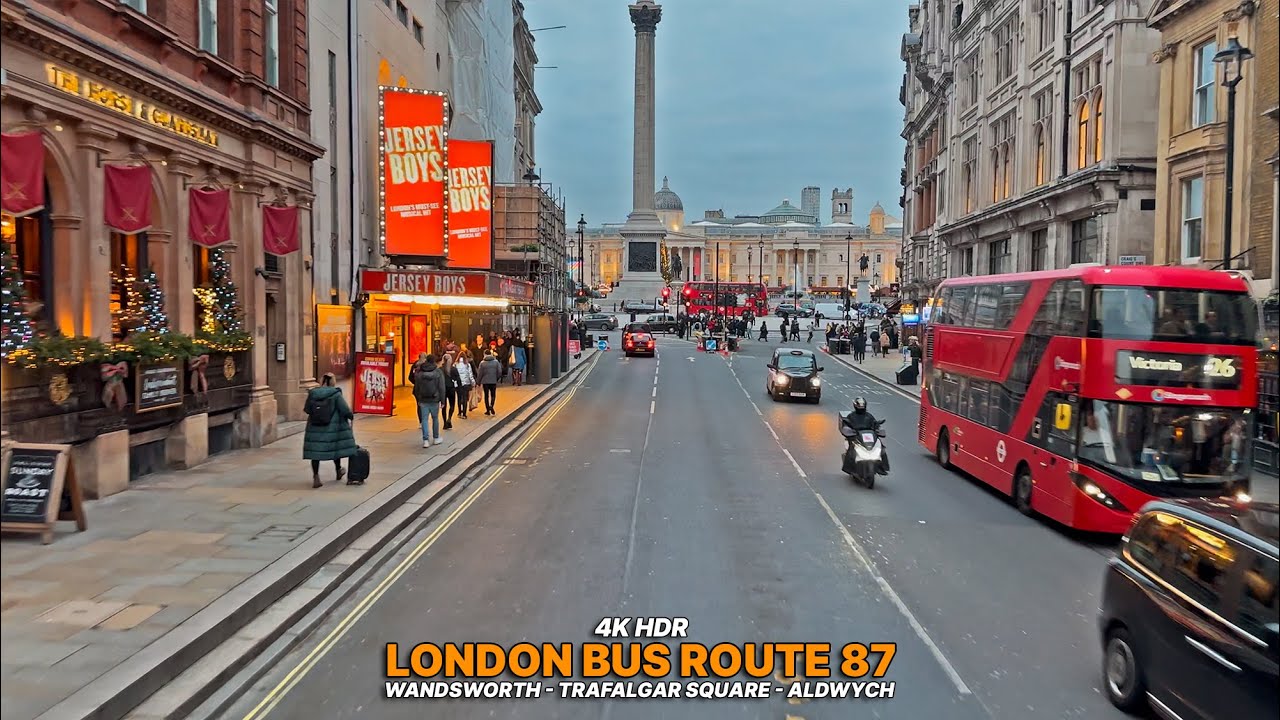 London Bus 87 Upper deck bus ride: Wandsworth to Aldwych | Scenic journey through local streets 🚌