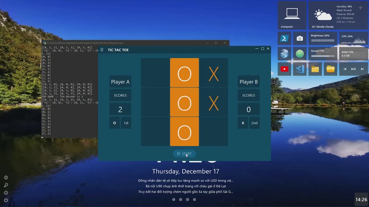 Simple Mini Game App with Pyside2, Python - Tic-tac-toe, Caro.
