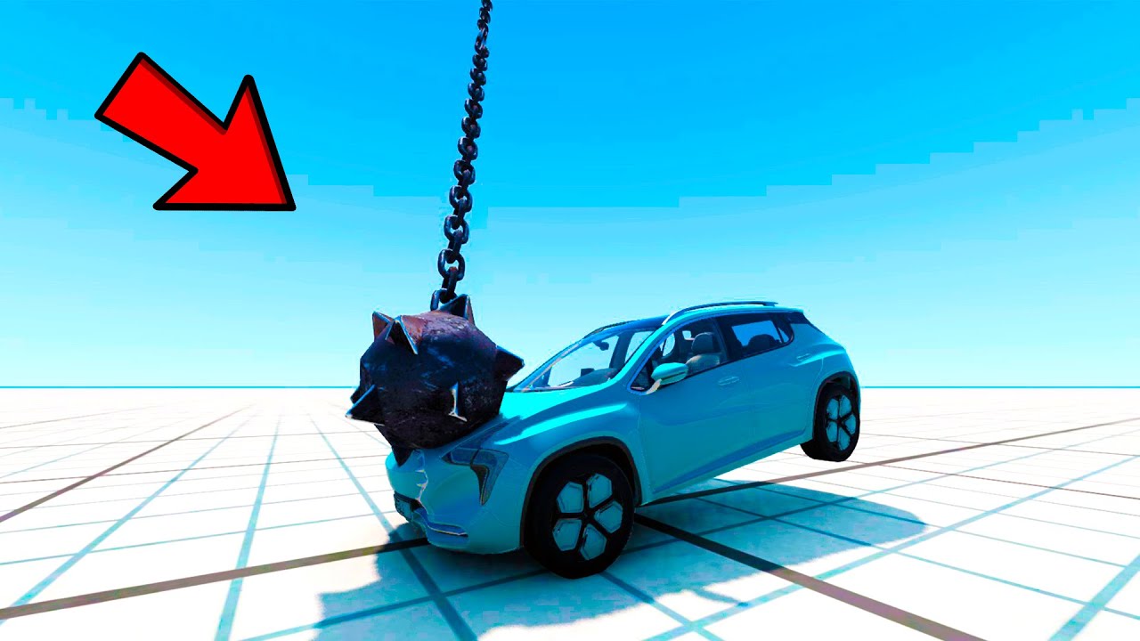 BeamNG Drive — Epic Crash Test! Car VS Mace!