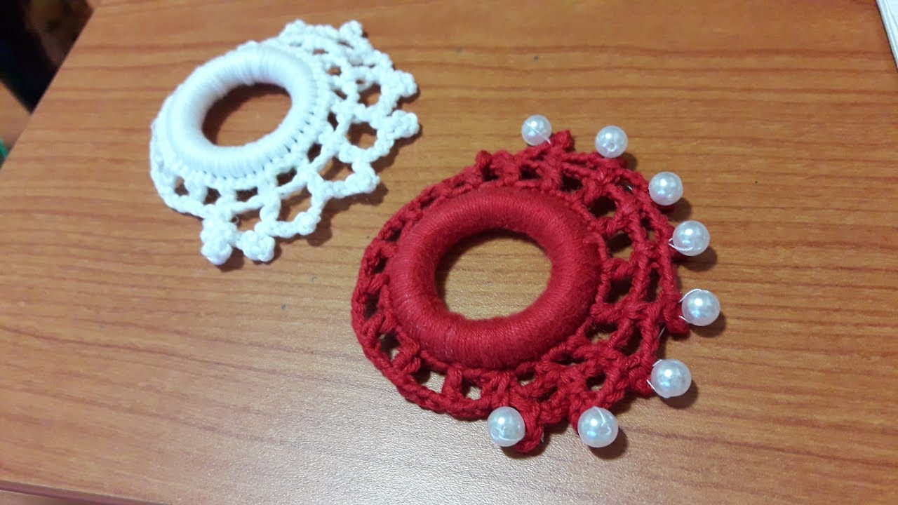 UNCINETTO - CROCHET :  PORTATOVAGLIOLO  CON PERLE.TUTORIAL