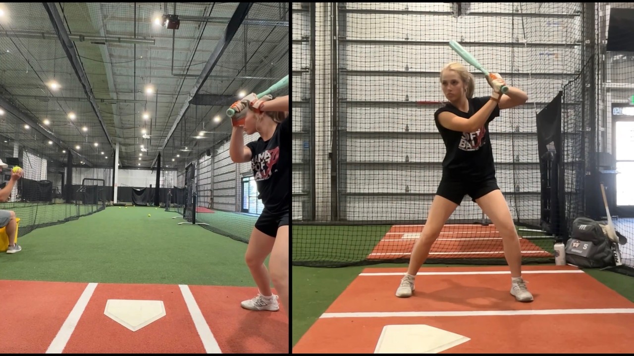 Split Screen Sunday Swings - Bailey Tickle Softball -  August 2025 #softball #hitting