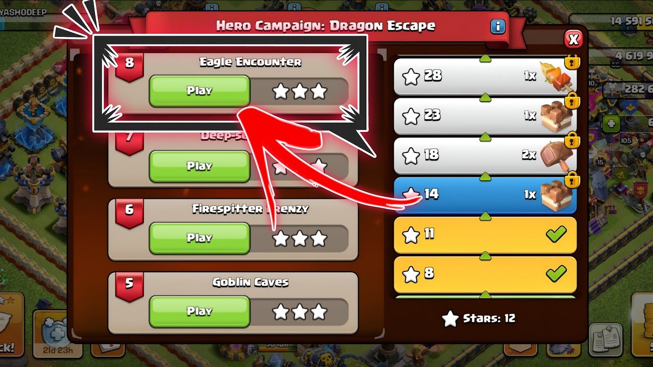Level 8 Easy Method 🔥 | Hero Campaign: Dragon Escape Clash Of Clans ✅ EAGLE ENCOUNTER COC