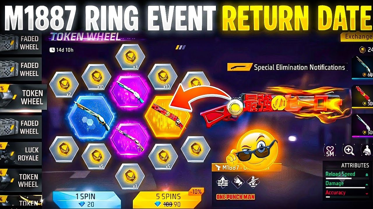 M1887 Gun Skin Return Confirmed💥🥳 | M1887 Ring Event Return | Shotgun Skin Return Date