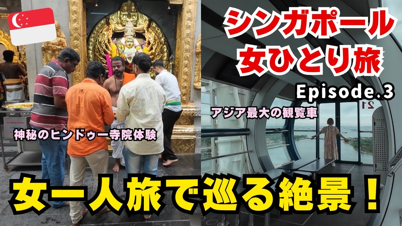 【EP.3】シンガポール女ひとり旅/リトルインディアでヒンドゥー教寺院見学/観覧車を貸切？/オーチャード/チキンライス/チャーターボックス/高島屋/爆買い買い物/おすすめお土産/シンガポールフライヤー