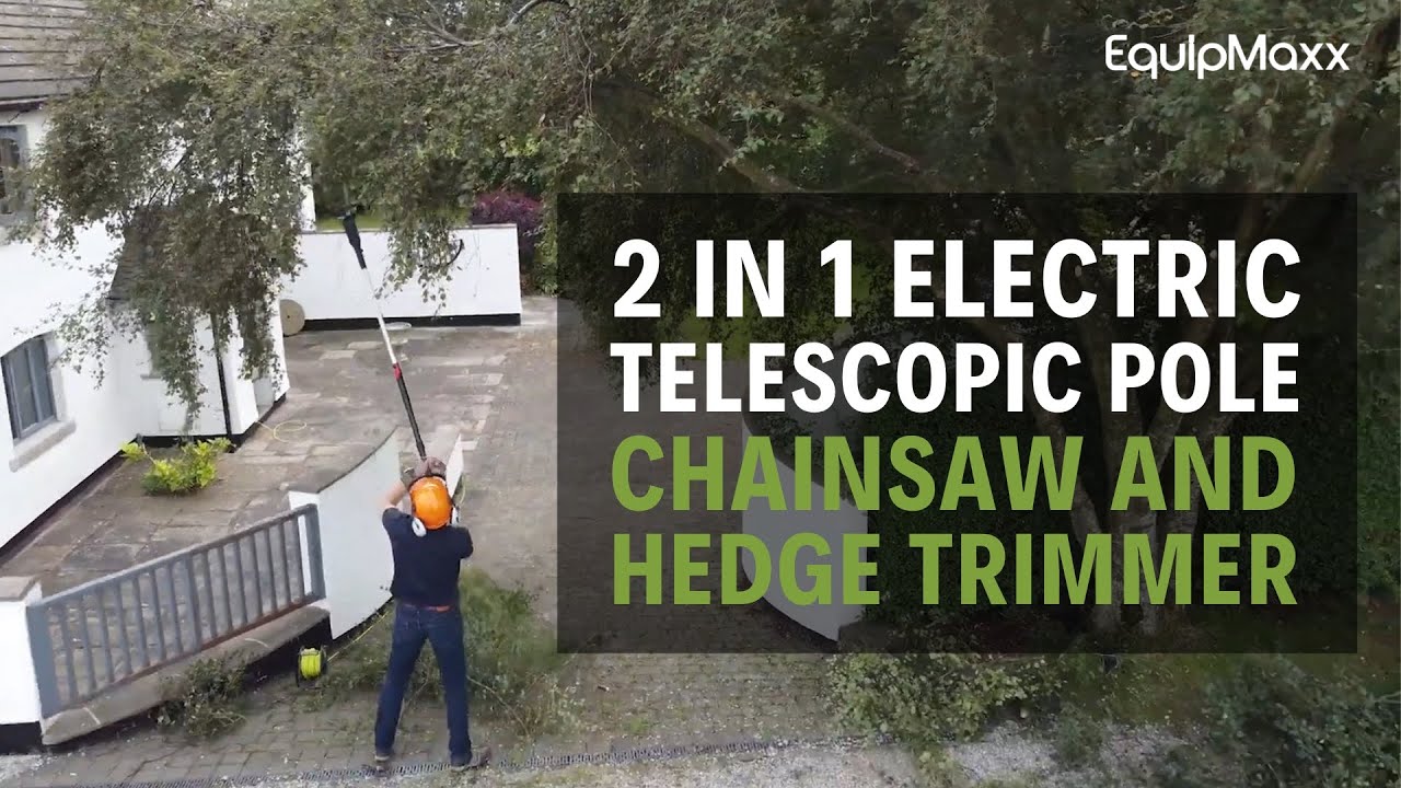 2 In 1 Electric Telescopic Pole Chainsaw And Hedge Trimmer By Equipmaxx