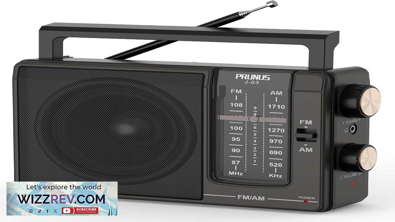 PRUNUS J03 AM FM-радио, портативное, с питанием от сети или батареек типа АА