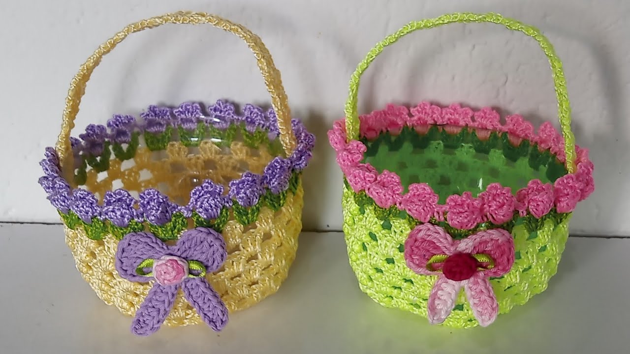 CESTA DE GARRAFA PET /PORTA BOM BOM - Valdenete crochê artes e reciclagem