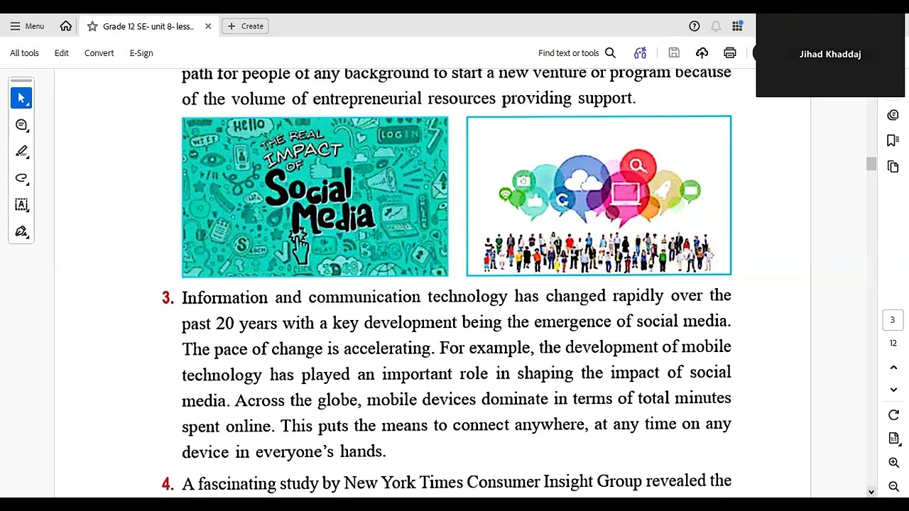 Grade 12 SE- Unit 8- lesson 1- The Real Impacts of Social Media